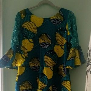 Ankara dress with cord lace and stones